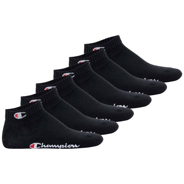 Champion unisex socks, pack of 6 - quarter socks, basic, logo Black EU 39-42 (UK 6-8)