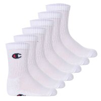 Champion Kinder Socken, 6er Pack - Crew Socken, einfarbig Weiß 27-30