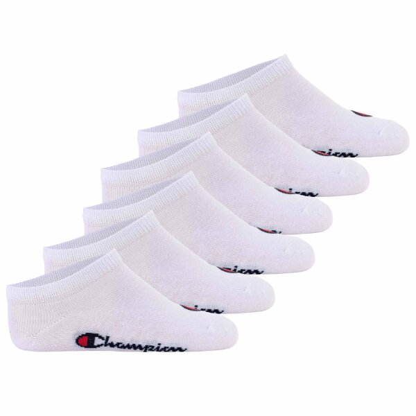 Champion kids socks, pack of 6 - sneaker socks, logo, solid colour White 31-34