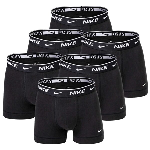 NIKE Mens Boxer Shorts, Pack of 6 - Trunks, Logo Waistband, Cotton Stretch Black S (Small)
