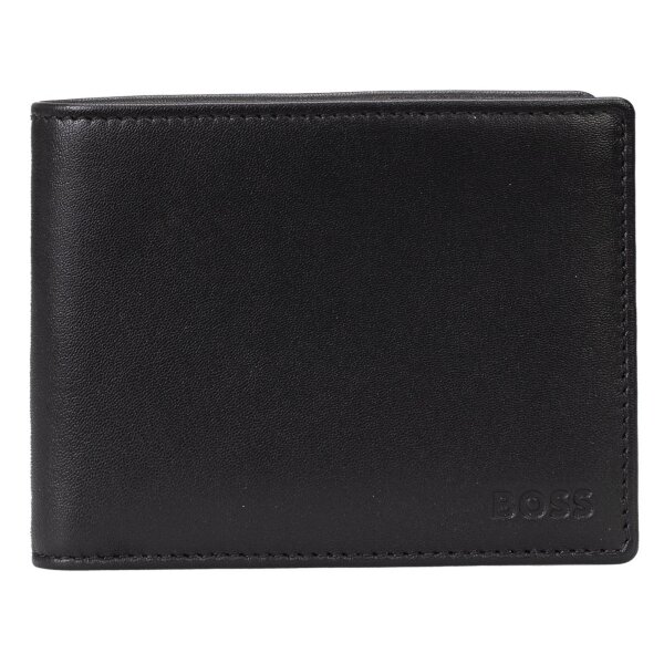 BOSS mens wallet with coin pocket - ASOLO, wallet, genuine leather, 9.5x11x2.5cm (HxWxD) Black