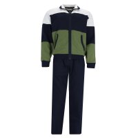 hajo mens house suit set - climate comfort, long, jacket, cotton mix Black/White/Green 5XL (XXXXX-Large)