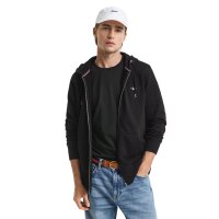 GANT Herren Sweatjacke - REGULAR SHIELD FULL ZIP HOODIE, Kapuze, Baumwoll-Mix Schwarz S
