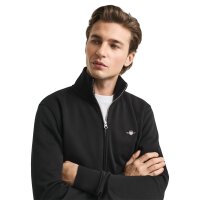 GANT Herren Sweatjacke - REGULAR SHIELD FULL ZIP SWEAT, Reißverschluss, Stehkragen Schwarz S