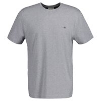 GANT Mens T-shirt - REGULAR SHIELD, round neck, short sleeve, cotton, embroidery Grey S (Small)