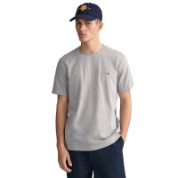 GANT Mens T-shirt - REGULAR SHIELD, round neck, short sleeve, cotton, embroidery Grey S (Small)