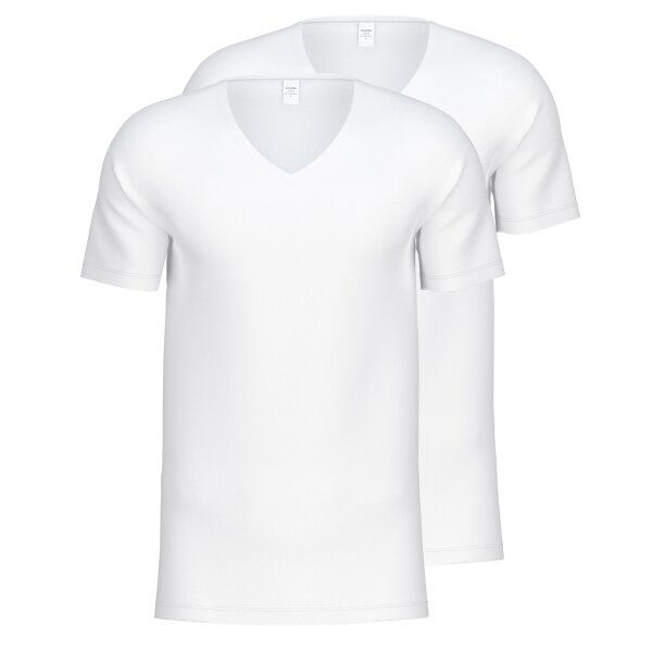 CALIDA Mens T-Shirt, 2-Pack - Natural Benefit, V-neck, single jersey White S (Small)