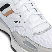 BOSS Herren Sneaker - Jonah Runn mx N, Turnschuh, Freizeit, Retro, Material-Mix Weiß EUR 44