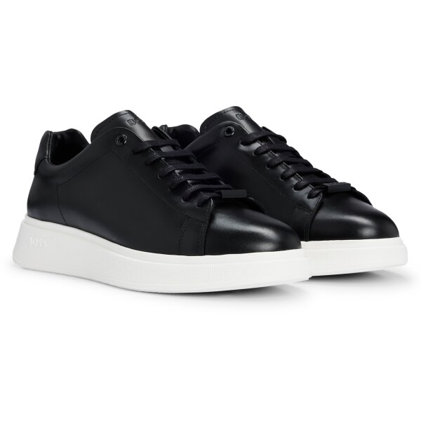 BOSS Herren Sneaker - BULTON RUNN, low, Halbschuh, Schnürung, Echtleder, Logo Schwarz EUR 43
