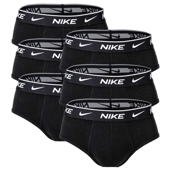 NIKE Mens Briefs, Pack of 3 - Slips, Logo waistband, Cotton Stretch Black S (Small)