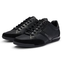 BOSS Herren Sneaker - Saturn Lowp, Turnschuh, Freizeit, Material-Mix mit Echtleder Schwarz EUR 41