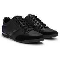 BOSS Herren Sneaker - Saturn Lowp, Turnschuh, Freizeit, Material-Mix mit Echtleder Schwarz EUR 44