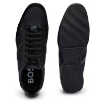 BOSS Herren Sneaker - Saturn Lowp, Turnschuh, Freizeit, Material-Mix mit Echtleder Schwarz EUR 44