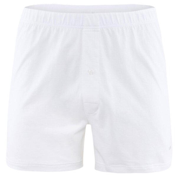 CALIDA Mens Jersey Boxer Shorts - Cotton Code, unicolored, 100% cotton White S (Small)
