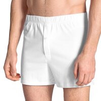 CALIDA Mens Jersey Boxer Shorts - Cotton Code, unicolored, 100% cotton White S (Small)