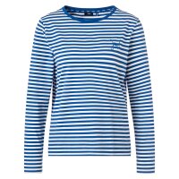 JOOP! Damen Langarm-Shirt - Loungewear, Longsleeve, Rundhals, Jersey, gestreift, Cotton Stretch Blau/Weiß XS