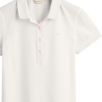 GANT ladies polo shirt - CONTRAST COLLAR PIQUE POLO, half sleeve, button placket, logo White S (Small)