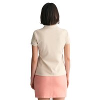 GANT Damen Poloshirt - CONTRAST COLLAR PIQUE POLO, Halbarm, Knopfleiste, Logo Beige XS