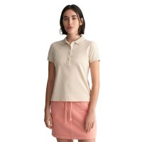GANT ladies polo shirt - CONTRAST COLLAR PIQUE POLO, half sleeve, button placket, logo Beige XS (X-Small)
