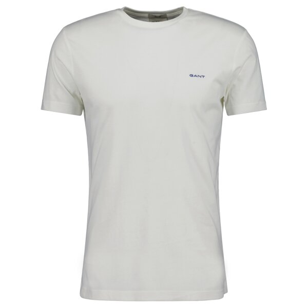GANT Herren T-Shirt - CONTRAST LOGO, Rundhals, kurzarm, Baumwolle, Logo-Stickerei Weiß 4XL