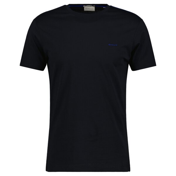 GANT Mens T-shirt - REGULAR SHIELD, round neck, short sleeve, cotton, embroidery Black 2XL (XX-Large)