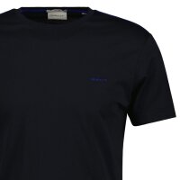 GANT Herren T-Shirt - CONTRAST LOGO, Rundhals, kurzarm, Baumwolle, Logo-Stickerei Schwarz 2XL