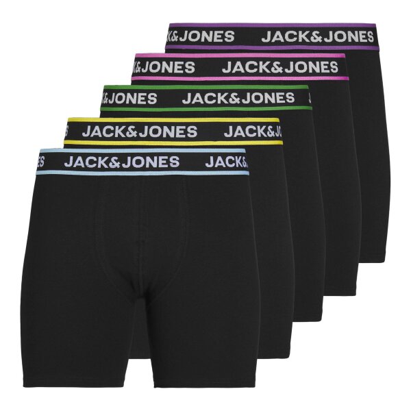 JACK&JONES Mens Boxer Shorts, Pack of 5 - JACLIME BOXER BRIEFS, Cotton Stretch, Logo Waistband
