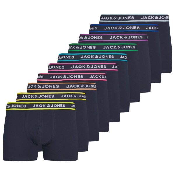 JACK&JONES Herren Boxershorts, 10er Pack - JACLIME SOLID TRUNKS, Baumwoll-Stretch, Logobund