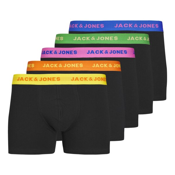 JACK&JONES Herren Boxershorts, 5er Pack - JACLEO SOLID TRUNKS, Baumwoll-Stretch, Logobund