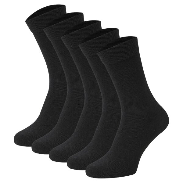 JACK&JONES Kinder Socken, 5er Pack - JACBLACK SOCK, Baumwollmischung, einfarbig Schwarz 38-43