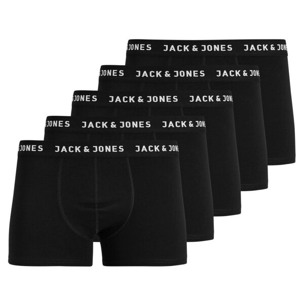 JACK & JONES Boys Boxer Shorts, Pack of 5 - JACHUEY TRUNKS, Cotton Stretch, Logo Waistband