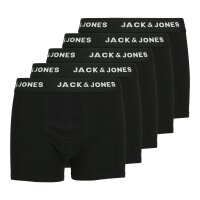 JACK & JONES Boys Boxer Shorts, Pack of 5 - JACHUEY TRUNKS, Cotton Stretch, Logo Waistband Black 140