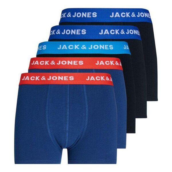 JACK & JONES Boys Boxer Shorts, Pack of 5 - JACLEE TRUNKS, Cotton Stretch, Logo Waistband