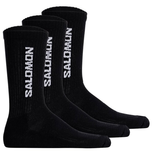 Salomon unisex socks, 3-pack - EVERYDAY CREW, terry cloth, support zone, logo Black 36-38 (UK 3,5-5)