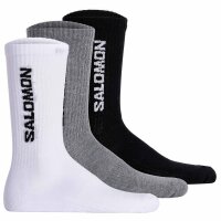 Salomon Unisex Socken, 3er Pack - EVERYDAY CREW, Frottee, Stütz-Zone, Logo Schwarz/Weiß/Grau 39-41