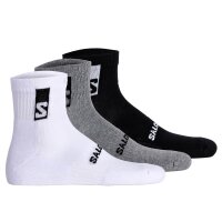 Salomon Unisex Quartersocken, 3er Pack - EVERYDAY ANKLE, Frottee, Stütz-Zone, Logo Schwarz/Weiß/Grau 45-47