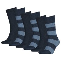 TOMMY HILFIGER Herren Socken, 6er Pack - Rugby Sock, Strümpfe, Streifen, uni/gestreift