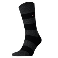 TOMMY HILFIGER Men Socks, Pack of 6 - Rugby Sock, Stockings, Stripes, uni/striped Black 39-42