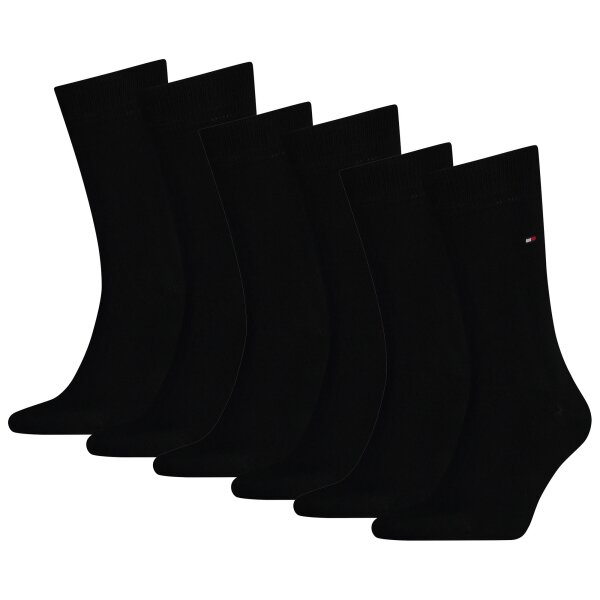 TOMMY HILFIGER Men Socks, Pack of 6 - Classic, Stockings, plain Black 43-46