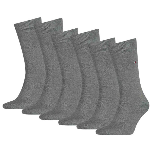 TOMMY HILFIGER Men Socks, Pack of 6 - Classic, Stockings, plain Light grey 43-46