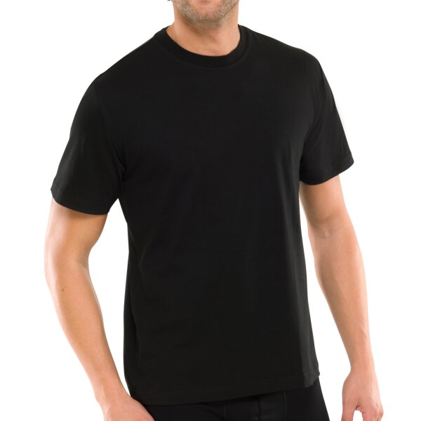 SCHIESSER Mens American T-Shirt 2-pack - 1/2 sleeve, undershirt, round neck Black L (Large)