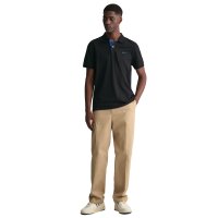 GANT Herren Poloshirt - REGULAR CONTRAST PIQUE RUGGER, Knopfleiste, Cotton Stretch Schwarz M