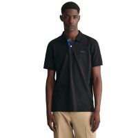 GANT Mens Polo Shirt - CONTRAST COLLAR PIQUE RUGGER, button placket, Cotton Stretch Black M (Medium)