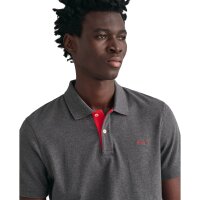 GANT Herren Poloshirt - REGULAR CONTRAST PIQUE RUGGER, Knopfleiste, Cotton Stretch Anthrazit M