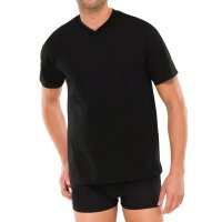SCHIESSER Mens American T-Shirt 2-pack - 1/2 sleeve, undershirt, V-neck Black M (Medium)