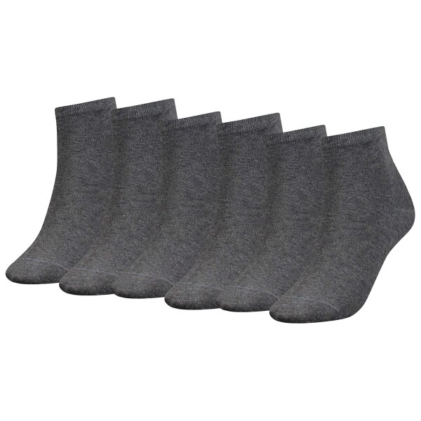 TOMMY HILFIGER Womens Quarter Socks, 6-pack - TH, cotton, 35-42, plain Grey 35-38