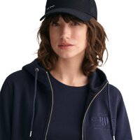 GANT Damen Sweatjacke - REGULAR TONAL SHIELD ZIP HOODIE, Kapuze, Logo, einfarbig Blau XS