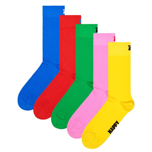 Happy Socks Unisex Socks, 5-pack - Solid Socks, Cotton Blend, Solid Color Multicolored 41-46 (UK 7,5-11,5)