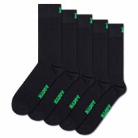 Happy Socks Unisex Socks, 5-pack - Solid Socks, Cotton Blend, Solid Color Black 36-40 (UK 4-7)