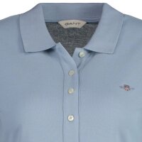 GANT Damen Poloshirt - SLIM SHIELD PIQUE POLO, Halbarm, Knopfleiste, Logo, uni Hellblau M